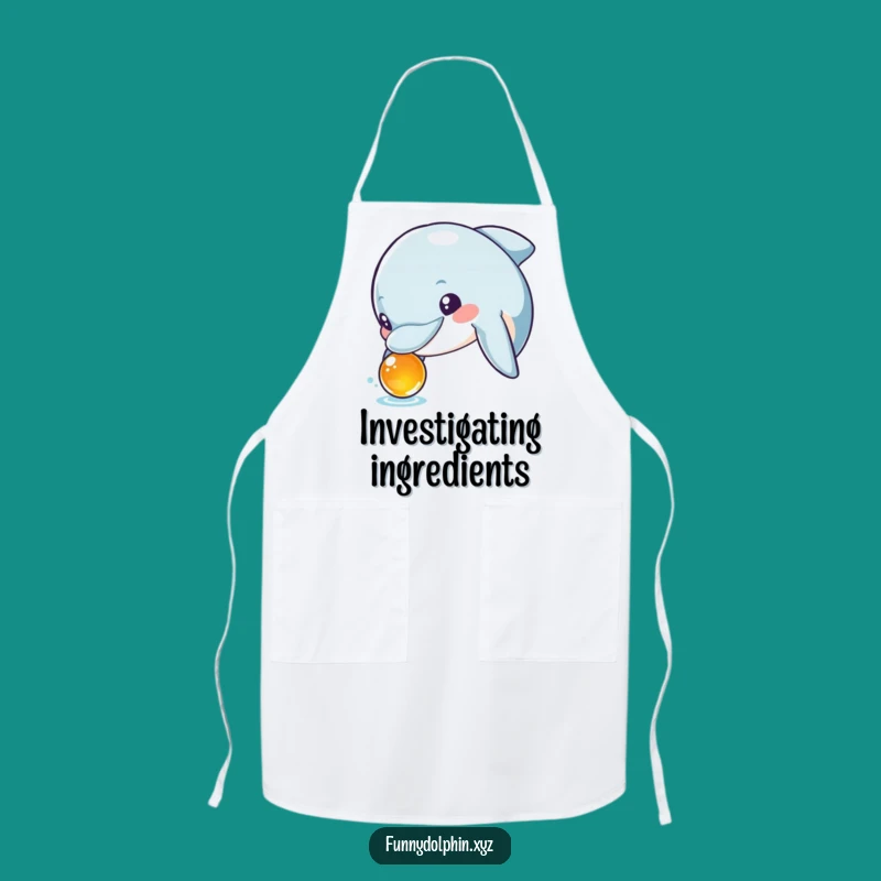 Funny Dolphin Investigator Apron: Curious Dolphin Chef, Humorous Kitchen Gift