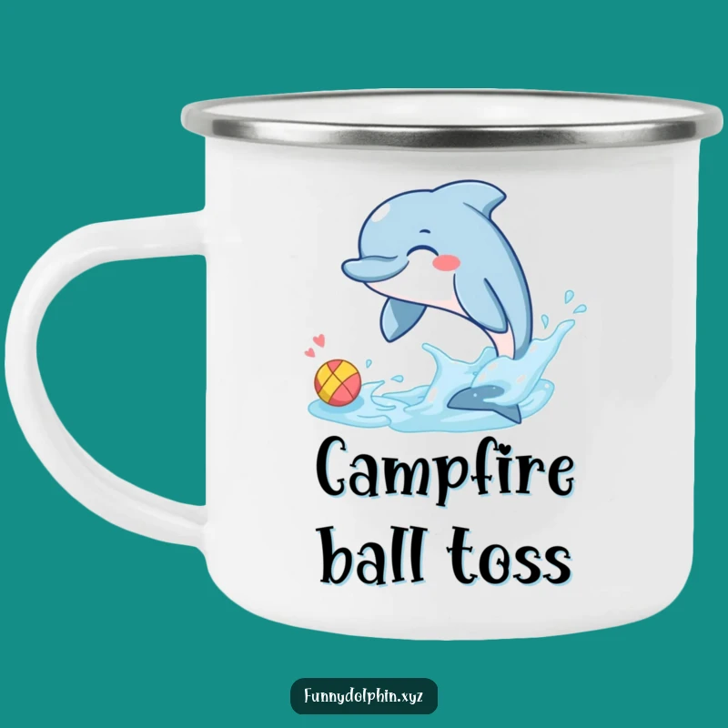 Funny Dolphin Camp Mug: Giggling Dolphin Splash, Durable Humorous Outdoor Gift