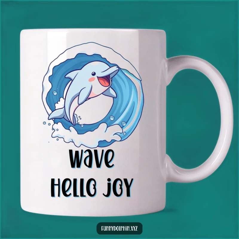 Funny Dolphin Loop Mug: Joyful Dolphin Soaring, Perfect Humorous Gift