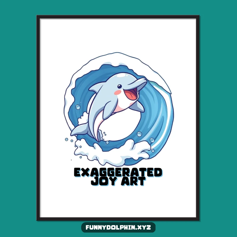 Funny Dolphin Loop Digital Art: Joyful Dolphin Soaring, Instant Humorous Gift Decor