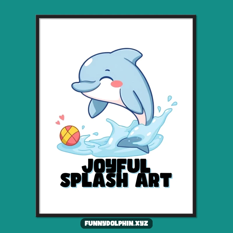 Funny Dolphin Playtime Digital Art: Giggling Dolphin Splash, Instant Humorous Gift Decor
