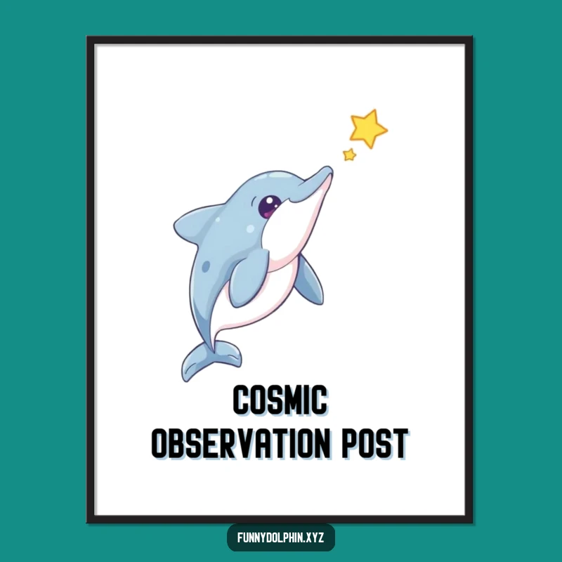 Funny Dolphin Star Gazer Digital Art: Whimsical Cosmic Decor, A Hilarious Gift