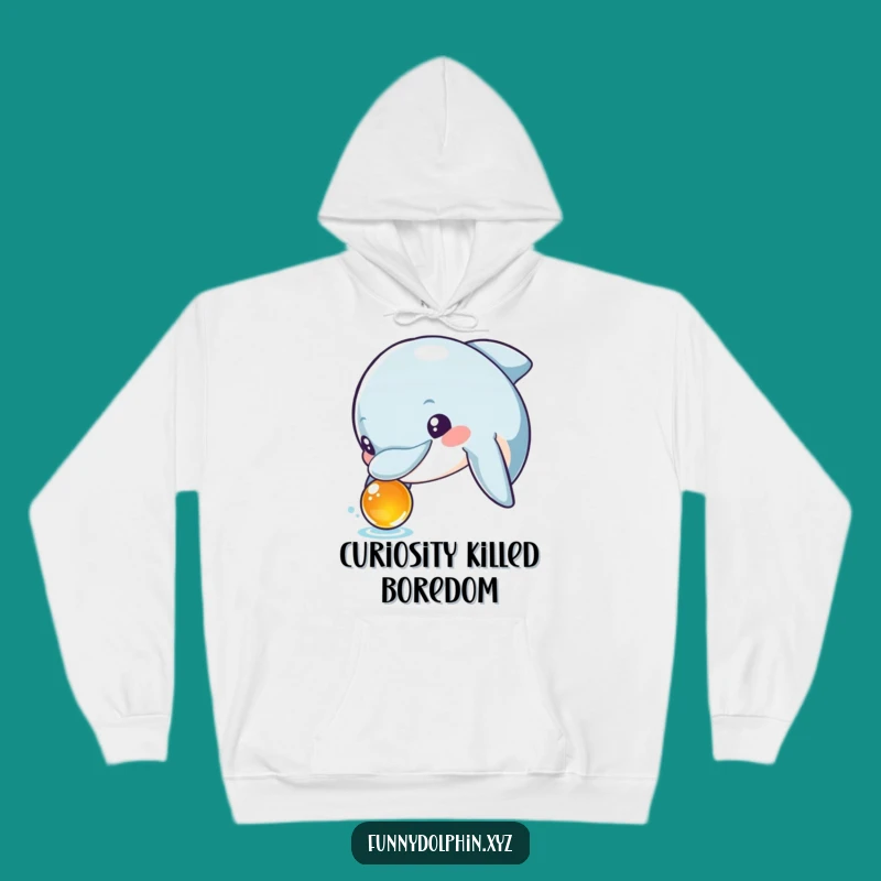 Funny Dolphin Discovery Hoodie: Curious Dolphin Investigating, Cozy Humorous Gift