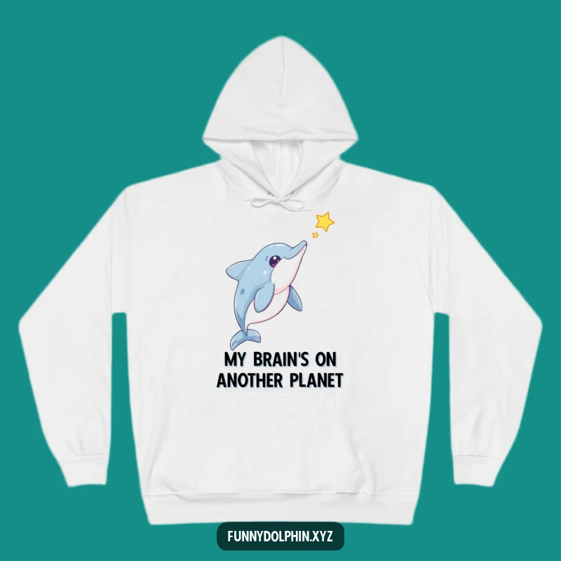 Funny Dolphin Star Gazer Hoodie: Cozy Cosmic Curiosity Sweatshirt, A Hilarious Gift