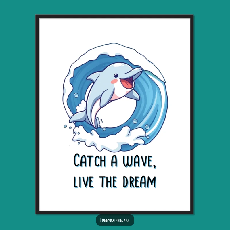 Free Printable Wall Art: Dolphin Wave Loop, Hilarious Downloadable Art for Aquatic Fun!