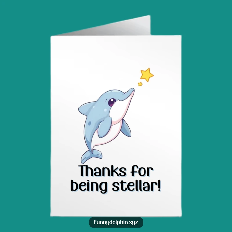Free Printable Dolphin Star Thank You Card: Funny Downloadable Gift for Gratitude